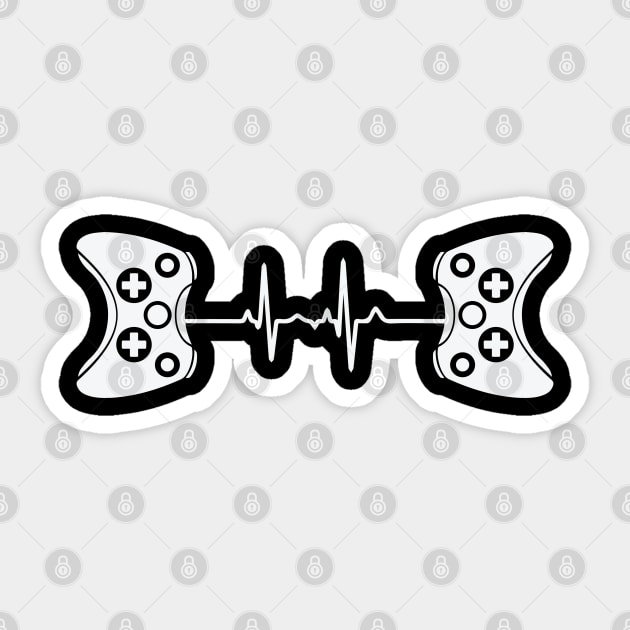 2 controllers Gamer Heartbeat Sticker by UrbanLifeApparel